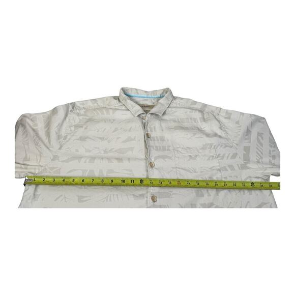 Tommy Bahama Mens XL 100% Silk white Palm Tree Tropical SS Button Down - Picture 8 of 13